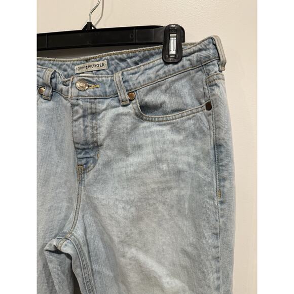 VTG Y2K Tommy Hilfiger Retro Hipster Size 10 Straight Leg Light Blue Crop Jeans - Picture 3 of 8